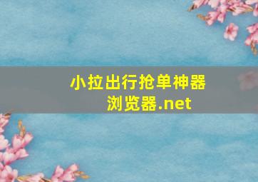 小拉出行抢单神器 浏览器.net